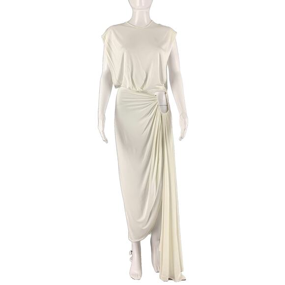 CHRISTOPHER ESBER Size 6 White Viscose Draped Long Dress - Picture 1 of 6